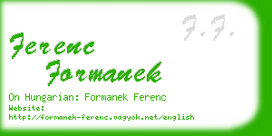 ferenc formanek business card